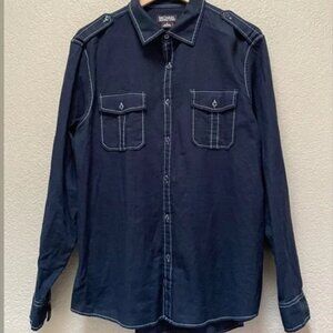 Michael Kors Men’s Chambray Long Sleeve Buttoned Shirt Size- XL